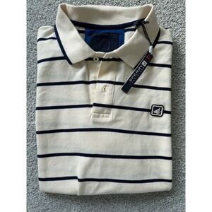 Sperry Top Sider Mens Striped Polo Shirt Cream Navy Short Sleeve Classic Fit XL
